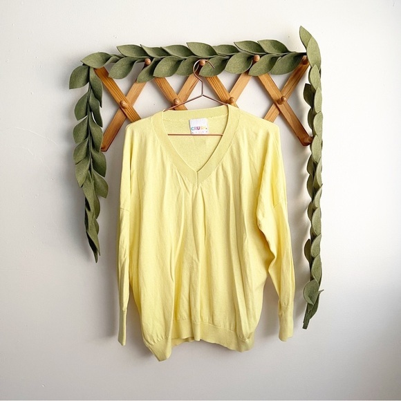 Crush Collection Yellow Cashmere Blend Sweater - Picture 1 of 4